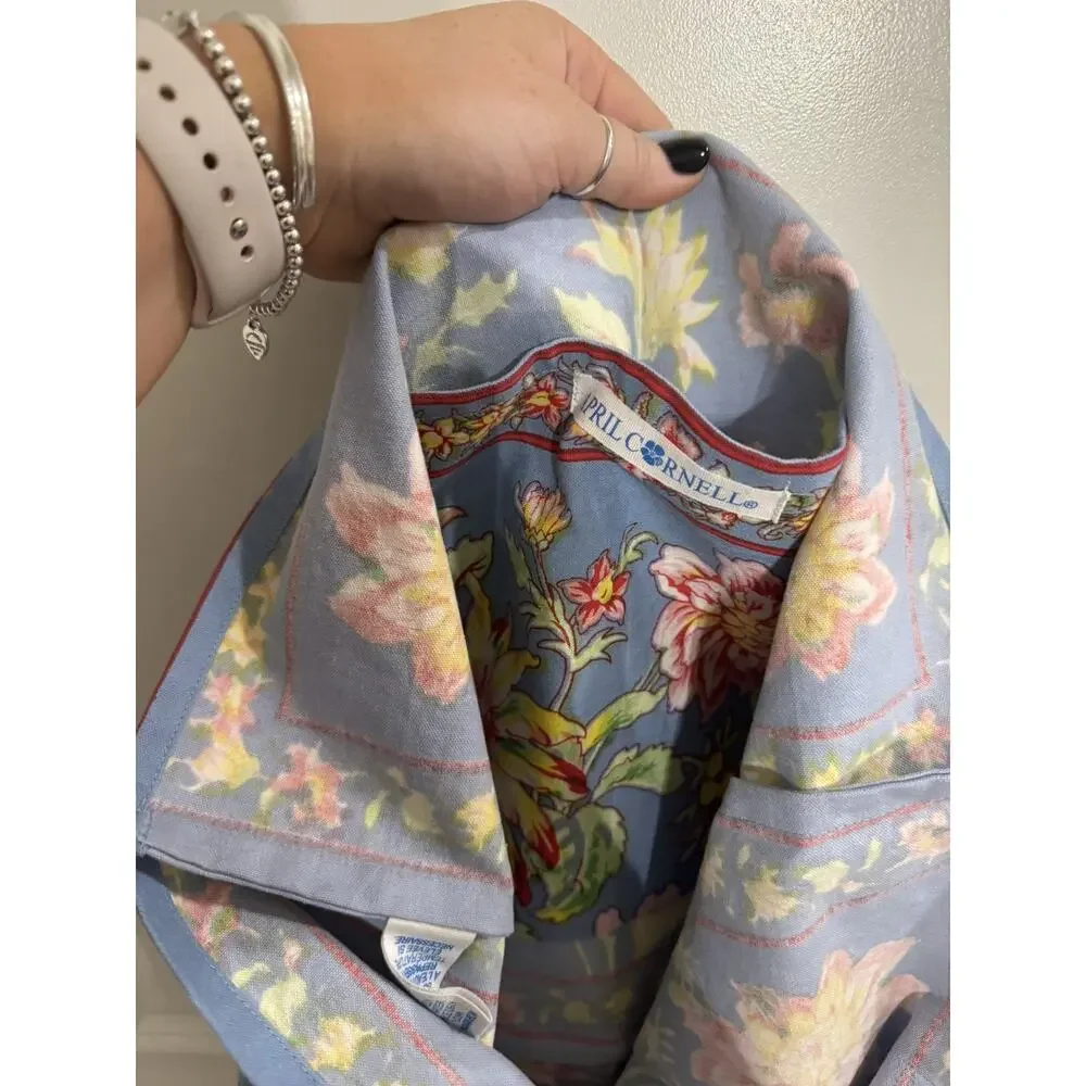 April Cornell Cottage Rose Market Bag BLUE -Tote Purse